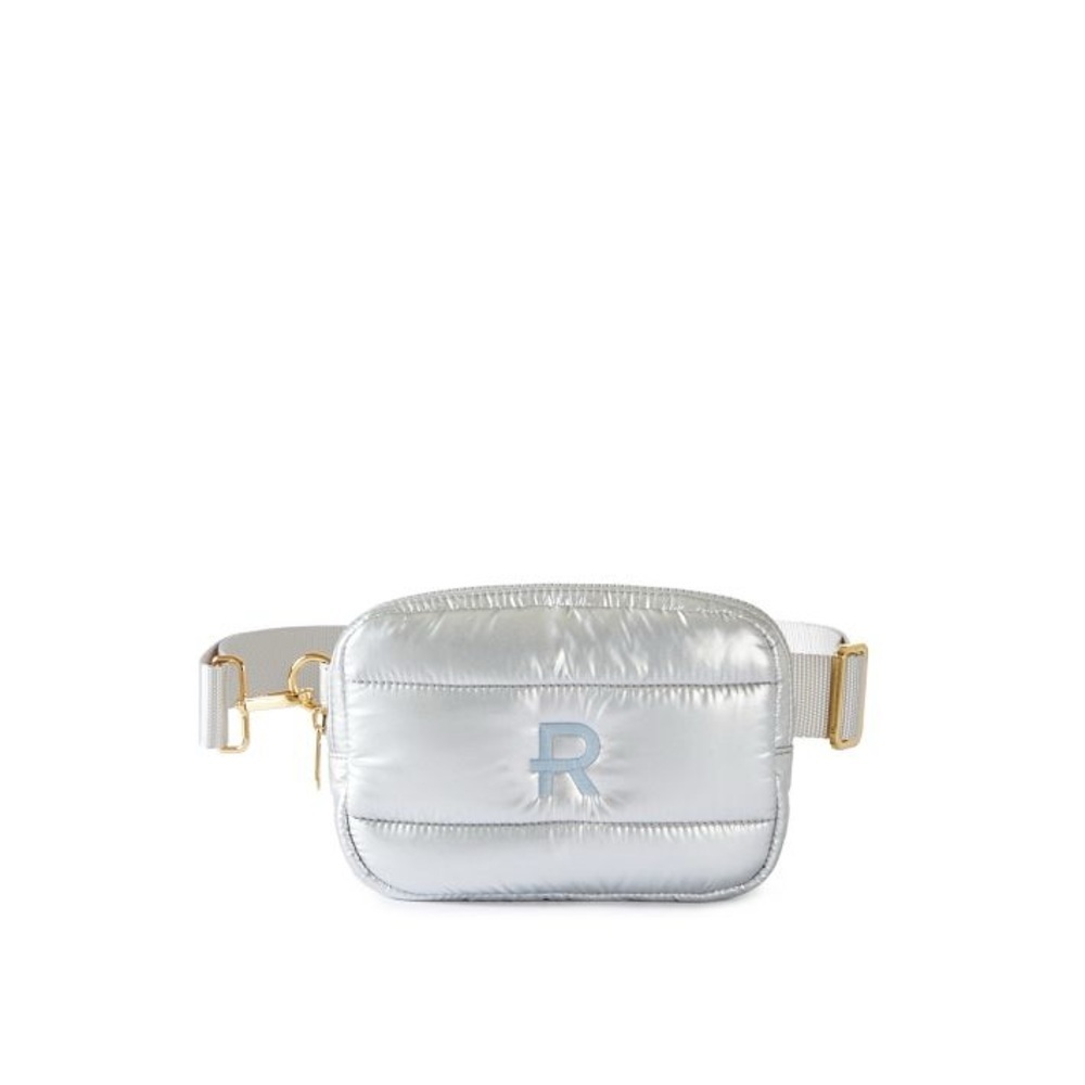 NEW W TAGS PLAIN Mark & Graham brand new no monogram Silver Quilted Belt Bag - Picture 2 of 4